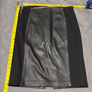 White House, black market Elegant Black Leather Panel Skirt